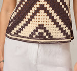 Open Crochet Knit Tank Top In Chocolate Cream 5