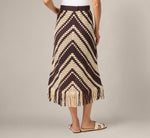 Crochet Knit Fringe Midi Skirt In Chocolate Cream 5