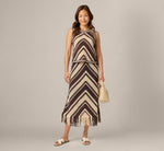 Crochet Knit Fringe Midi Skirt In Chocolate Cream 1