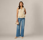Textured Cotton Ruffle Vest Top In Cream 2