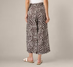 Pull On Cropped Wide Leg Pant In Chocolate Patchwork Stripe 5