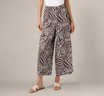 Pull On Cropped Wide Leg Pant In Chocolate Patchwork Stripe 2