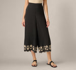 Scalloped Floral Embroidery Cropped Pant In Black Ivory 2