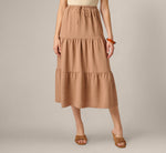 Tiered Drawstring Airflow Midi Skirt In Sinopia Fresco 2