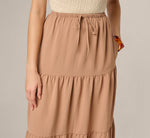 Tiered Drawstring Airflow Midi Skirt In Sinopia Fresco 3