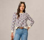 Long Sleeve Jacquard Pullover Sweater In Rustic Clay Floral 1