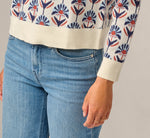 Long Sleeve Jacquard Pullover Sweater In Rustic Clay Floral 5