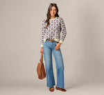 Long Sleeve Jacquard Pullover Sweater In Rustic Clay Floral 2