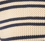 Short Sleeve Textured Knit Collared Cardigan Sweater In Cream Navy 7