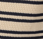 Textured Knit Short Drawstring Skirt In Cream Navy 6