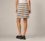 Textured Knit Short Drawstring Skirt In Cream Navy 5