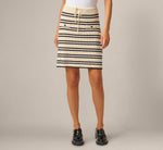 Textured Knit Short Drawstring Skirt In Cream Navy 2