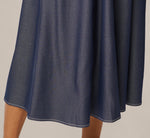Belted A Line Midi Skirt In Washed Denim Cream 4