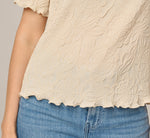 Short Sleeve Floral Embossed Knit Top In Cream 5