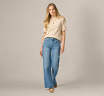 Short Sleeve Floral Embossed Knit Top In Cream 2