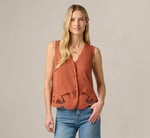Floral Embroidered Lace Vest Top In Maple 7