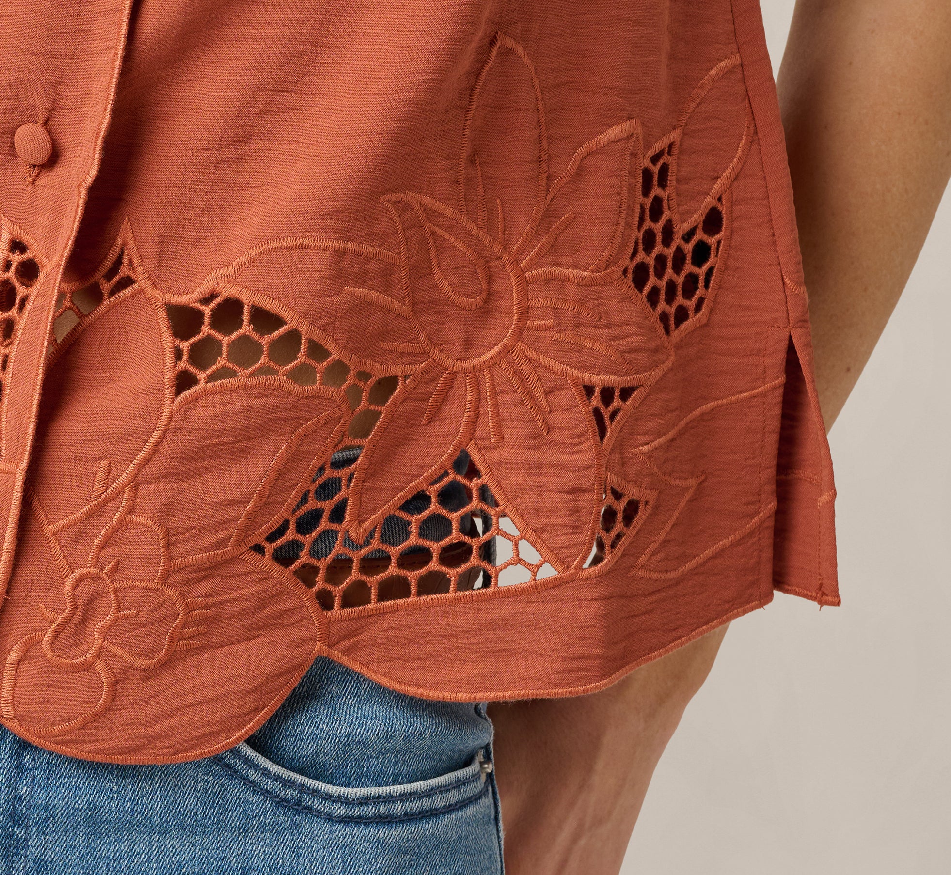 Brown Floral Embroidered Lace Vest Top - Adrianna Papell