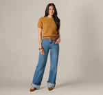 Short Sleeve Shaker Knit Pullover Sweater In Butternut 3