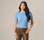 Short Sleeve Shaker Knit Pullover Sweater In Classic Blue 3