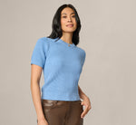 Short Sleeve Shaker Knit Pullover Sweater In Classic Blue 1
