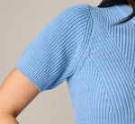 Short Sleeve Shaker Knit Pullover Sweater In Classic Blue 5
