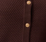 Long Sleeve Textured Knit Cardigan Sweater In Chocolate 7