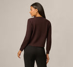 Long Sleeve Textured Knit Cardigan Sweater In Chocolate 6
