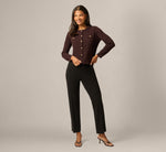 Long Sleeve Textured Knit Cardigan Sweater In Chocolate 2