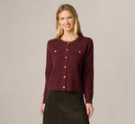 Long Sleeve Textured Knit Cardigan Sweater In Berry 3