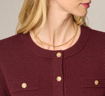 Long Sleeve Textured Knit Cardigan Sweater In Berry 4