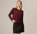Long Sleeve Textured Knit Cardigan Sweater In Berry 1