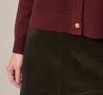 Long Sleeve Textured Knit Cardigan Sweater In Berry 5