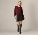 Long Sleeve Textured Knit Cardigan Sweater In Berry 2