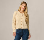 Long Sleeve Textured Knit Cardigan Sweater In Cream 3