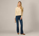 Long Sleeve Textured Knit Cardigan Sweater In Cream 2