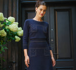 Three Quarter Sleeve Contrast Stitch Sweater In Navy Khaki 1
