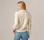 Long Sleeve Floral Embroidery Textured Blouse In Cream 6
