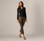 Long Sleeve Textured Semisheer  Ruched Blouse In Black 2