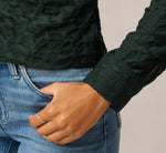 Long Sleeve Textured Semisheer  Ruched Blouse In Jungle Green 5