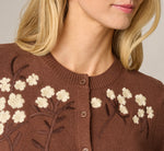 Long Sleeve Floral Blossom Embroidered Cardigan Sweater In Truffle Cream 4