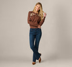 Long Sleeve Floral Blossom Embroidered Cardigan Sweater In Truffle Cream 2