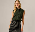 Tie Neck Whipstitch Cable Knit  Sweater Vest In Jungle Green Black 2