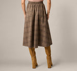 A Line Side Buckle Midi Skirt In Brown Multi 6