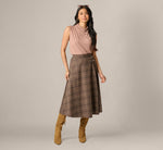 A Line Side Buckle Midi Skirt In Brown Multi 2