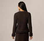 Long Sleeve Fuzzy Fringe Trim Sweater In Dark Roast 6