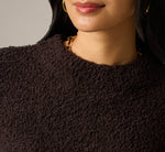 Long Sleeve Fuzzy Fringe Trim Sweater In Dark Roast 4