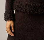 Long Sleeve Fuzzy Fringe Trim Sweater In Dark Roast 5