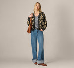 Long Sleeve V Neck Knit Cardigan Sweater In Black Cream 2