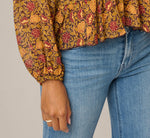 Long Sleeve V Neck Ruffle Top In Chocolate Floral Filigree 5