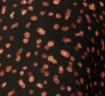 Long Sleeve V Neck Ruffle Top In Black Amber Dot 7